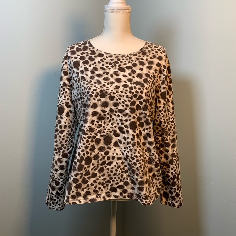 Kim Rogers Women's Cheetah Animal Print Knit Sweater Top Career.
